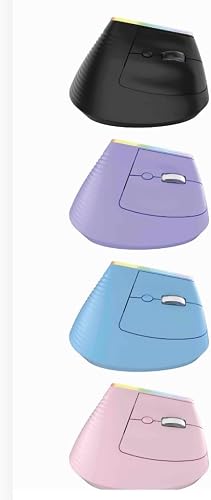 Wireless Vertical Mouse with RGB Lighting, Available in Black, Purple, Blue, and Pink