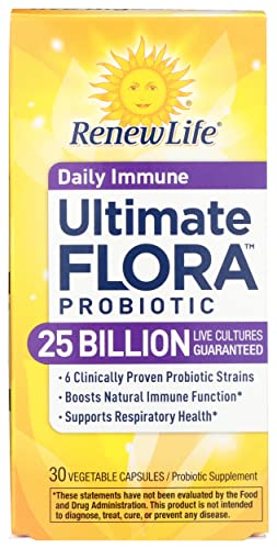 Renew Life Adult Probiotic - Ultimate Flora Daily Immune Probiotic Supplement - Gluten, Dairy & Soy Free - 25 Billion CFU - 30 Vegetarian Capsules (Packaging May Vary)