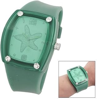 Qtqgoitem Ladies Cyan Soft Plastic Band Starfish Dial Wrist Watch (Model: e70 4fa 5ba b81)
