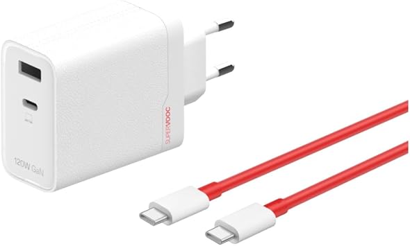 OnePlus Supervooc Charger 120 W Dual Port Fast Charger USB-C with Cable White