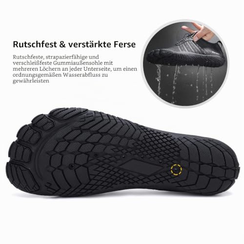 Foto von Racqua Water Shoes Quick Dry Barefoot Beach Aqua Sport Swim Surf Pool Hiking Diving Walking for Men Women Black 12