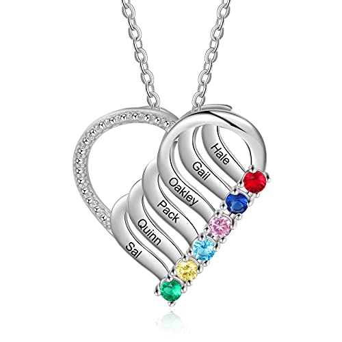 Cadeau Fête des Mères : Collier Coeur Gravé avec Prénoms de la Famille