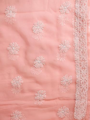 Image of Ada Hand Embroidered Lucknow Chikankari Unstitched Georgette Dress Material Suit Set for Women
