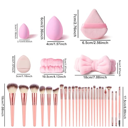 HGHDBT 36Pcs Pink Makeup Brushes Set Professional Makeup Kit Multi-functional Makeup Tool Set with Facial Makeup Accessories, Foundation Makeup Brush Kit Eye and Face Make up Brushes & Tools — view 5