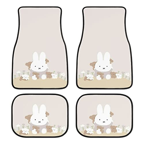 ミッフィー フロアマット カーマット 防水 丸洗いok ズレ防止加工 滑り防止 耐汚れ カスタムパーツ 車種専用設計 取付簡単 カスタムマット 保護パーツ カー用品 軽 普通車 フロント4枚組