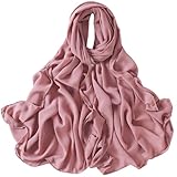 HURESON Premium Hijab Head Scarf Metal Bead Chain Hijabs Silk Feeling Hair Wraps with Gold Glitter Beads for Muslim Women (Pink)