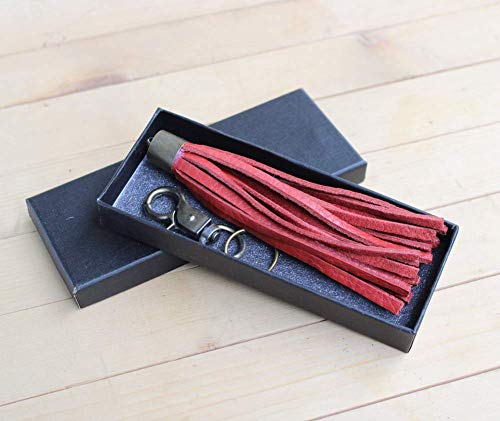 Women\'s Leather Tassel Key Chain Earrings Handbag Wallet Accessories Bag Charm Red