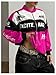 SOLY HUX Women's Racing Jacket Race Car Driver Bomber Jackets Color Block Y2k Outerwear Vintage Streetwear Hot Pink White Graphic Medium
