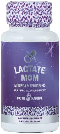 YOU'RE NATURAL Lactate Mom Breastfeeding Support Vitamins for Mom & Baby, 60 Vegetarian Capsules