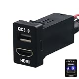Cavo HDMI per montaggio presa + QC3.0 Quick Charge caricabatteria da auto adattatore USB da utilizzare per Toyota