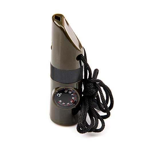 Sifflet de survie camping 7-en-1 avec loupe portable d'observation