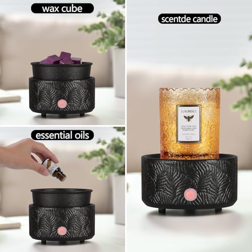 Chauffe-cire électrique 4 en 1 diffuseur de parfum céramique noir