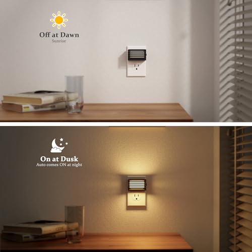 Image of JandCase LED Night Light, [2 Pack] Night Lights Plug into Wall with Dusk to Dawn Sensor, 3 Colors 3000K /5000K /Amber, Plug in Nightlight for Bathroom Bedroom Hallway Stair