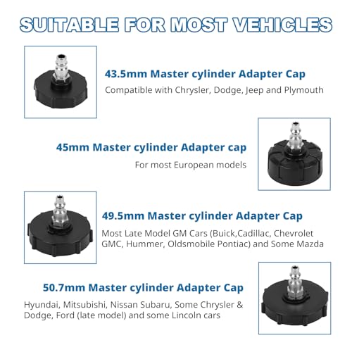 Zoomtools 3L Bremsenentlüftungsgerät, Manuelle Bremsflüssigkeits-Druckentlüfterflasche, E20 Geeignet für die meisten europäischen Modelle, mit 1L Bremsflüssigkeits-Auffangbehälter (4 Adaptern)