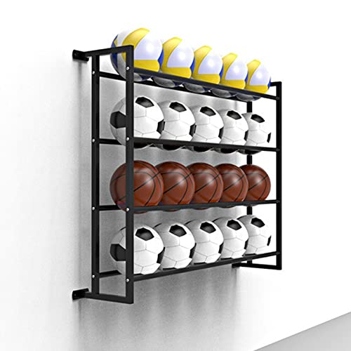 Panier Rack de Rangement pour Ballons Grand Porte-balles, Support Mural De Présentoir De Support De Basket-ball Avec Poteau À 4 Niveaux, Organisateur De Stockage De Garage De Stade De Gymnase Intérieu Cover