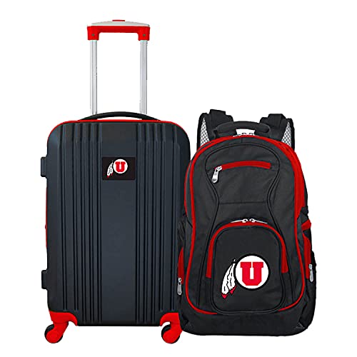 Denco University of Utah Utes 2-Piece Luggage Set, Includes 21-inch Two-Tone Hardcase Spinner and 19