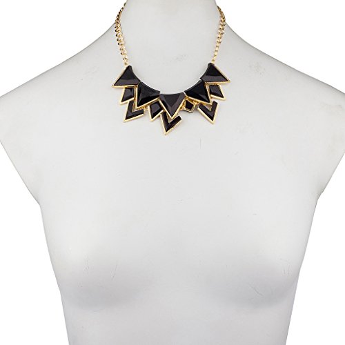 Lux Accessories Damen Halskette mit dreieckigen Tribal-/Blütenblatt-Anhängern im Lätzchen-Design