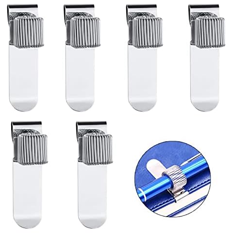 WVRLY 6 Pieces Spring Loop Holder Pen Clip Accessories Portable Metal Pen Holder Pocket Pen Holder Pen Organizer Clips for Nurses Notebook Clipboard in Home Office Cover