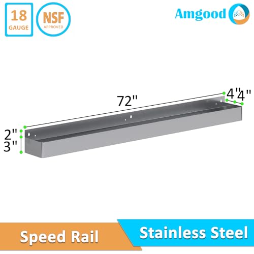 Image of AmGood 72 in. Abreast Double-Tier Stainless Steel Speed Rail Rack - Liquor Bottle Organizer for Bars, Restaurants, Nightclubs, and Home Bars