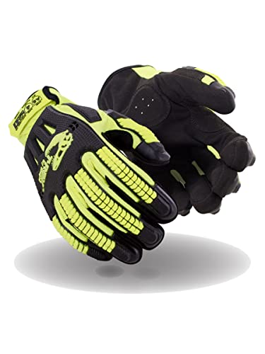 Magid Trx742 Windstorm Series Impact Gloves | Ansi A6 Cut Resistant Hi-Viz Safety Work Gloves With Cool Mesh Venting, Black/Yellow, Size 7/S (1 Pair) #TOP1