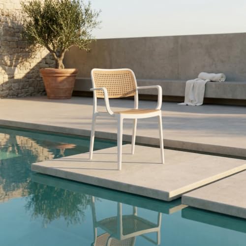Image of INNOWIN Mirra Chair for Cafeteria | Arm Chair | Accent Chair for Living Room Home, Bedroom, Cafe and Hotels | 3- Year Warranty | Set of 1 | Plastic | White