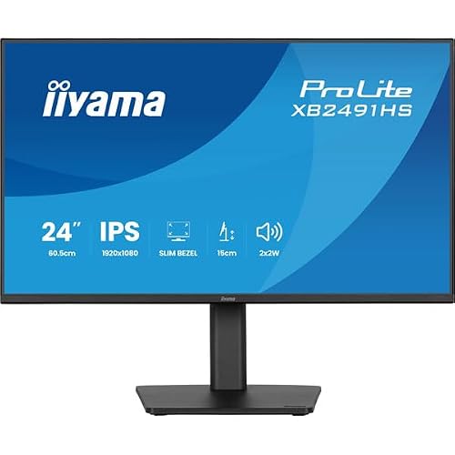 iiyama Prolite XB2491HS-B1 Moniteur IPS Full HD de 24'' avec taux de rafraîchissement de 120 Hz, Haut-parleurs intégrés, Pied Ergonomique et Design à Cadre Fin sur Les Quatre côtés
