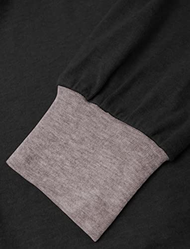 Fallorchid Women's Long Sleeve Crew Neck Tunics Loose Fit Casual Color Block Tops (Large, A-Black) — view 5