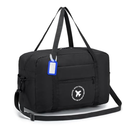 BAGZY Maleta 40x20x25 cm Ryanair Bolso de Viaje Cabina Plegable Neceser Mano Bolsa de Hombro, Gimnasio, Deportiva (Negro)