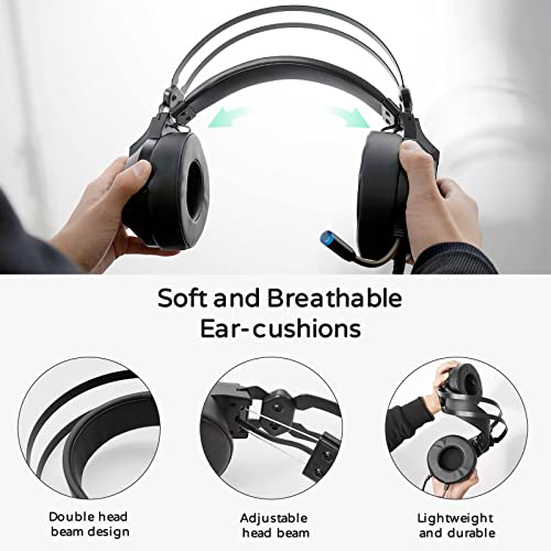 Image of RK ROYAL KLUDGE PS4 Gaming Headset with Microphone, RK E9000 Xbox Headset PS5 Headphone with Mic Noise Cancelling RGB Lights 7.1 Surround Sound for PS4 PS5 Xbox One Nintendo Switch PC, Black