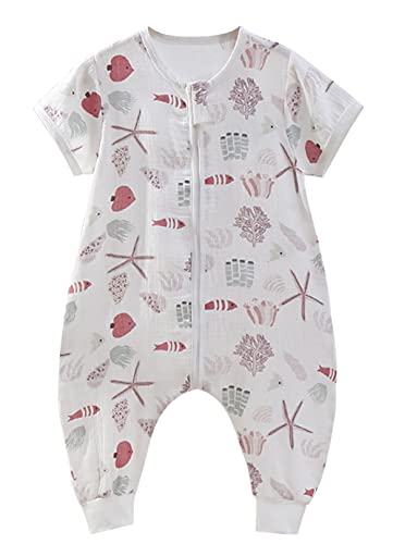 Happy Cherry Babyslaapzak met Benen Zomer Mouwloze Ongevoerde Onesie Katoen Ademende Onesie Rits Jumpsuit - Afbeelding 3
