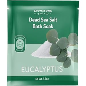 Dead Sea Salt with Organic Eucalyptus, Spa Bath Salts, 2.5 Oz. Fine Grain, 100% Pure & Natural – Christmas Stocking Stuffers for Adults, Kids, Women, and Men Soak for Tired Muscles & Skin Issues