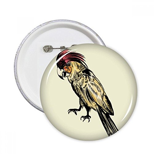 Pins ronde Badge Bouton Plume jaune perroquet oiseaux DIYthinker Vêtements Décoration 5pcs XXL