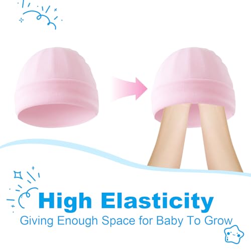 Newborn Baby Girls Hats Mittens Set Infant Bow Hats Baby Cotton Gloves No Scratch Mittens for 0-6 Months4