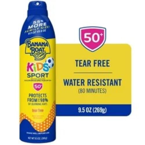 Image of Banana Boat Kids Sport Sunscreen Spray SPF 50, 9.5oz, Childrens Sunscreen, Spray On Sunscreen SPF 50, Family Size Sunscreen, 9.5oz (Pack of 2)