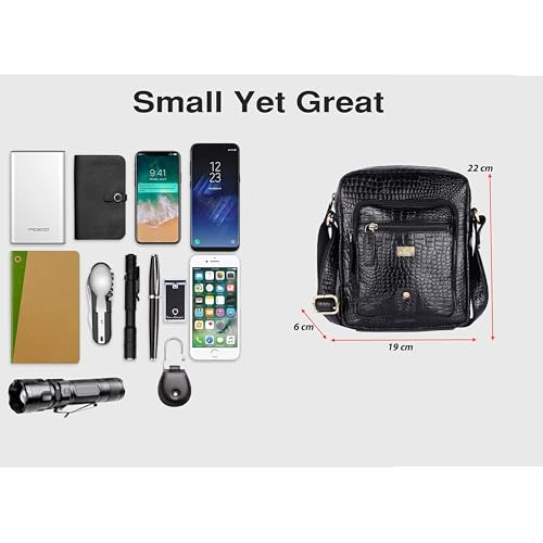Image of Premium Genuine Leather Messenger Sling Bag for Men & Women - Multipurpose Crossbody Bag with Adjustable Strap & Multiple Pockets for Travel, Office, Work, College & Daily Use