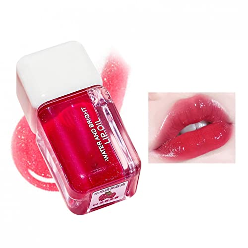 Fujiuia Glossy Lip Gloss Moisturizing Hydrating Plumping Liquid Lipstick Long Lasting Shine Tinted Lip Tint Lip Stain for Girls & Women, Strawberry Red, 0.10 Fl Oz (Pack of 1)