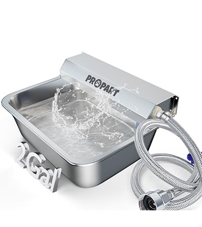 2 Gallon Automatic Dog Water Dispenser, Stainless Steel Water Bowl for Pets & Livestock, Large Auto Fill Waterer Feeder, No Electricity, Fit 3/4" GHT Faucet, Anti-Tip Design