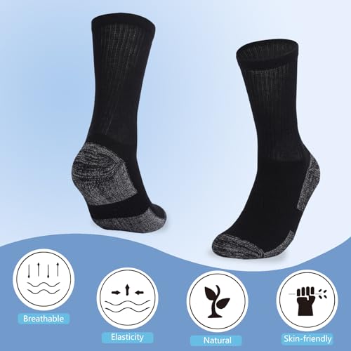 6-2 Pairs Work Socks for Men,Moisture Wicking Reinforced Cushioned Boot Crew Cotton Heavy Duty Workout Socks3