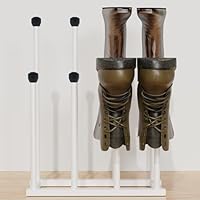 Tigerden Free Standing Shoe Racks, Tall Black Metal Boot Rack Organizer for 4 Pairs, Knee-High Boot Storage Shelf for Closet, Bedroom, Entryway, Hallway, White