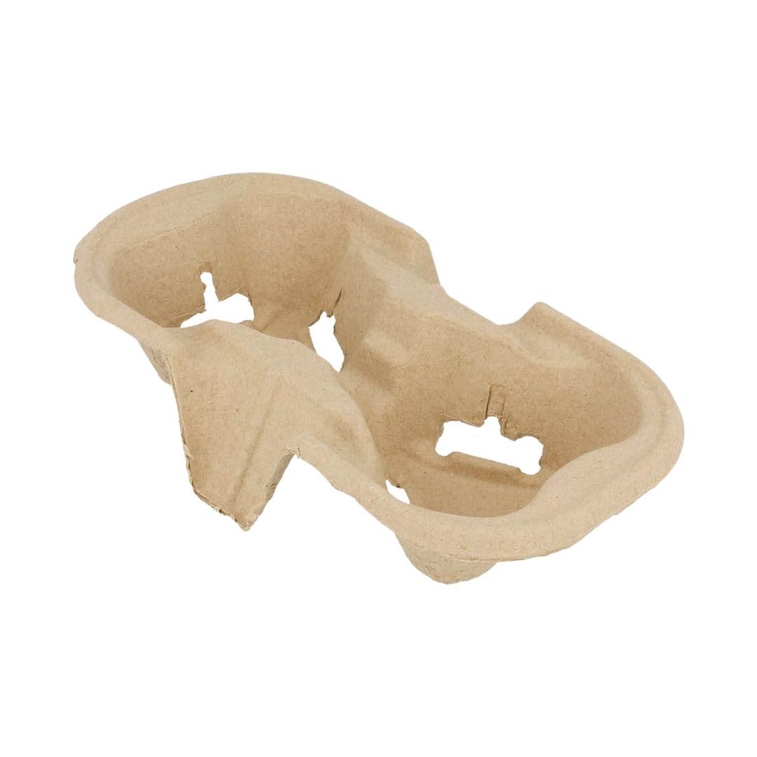 Bandeja Portavasos Biodegradable de 2 Huecos, Fibra de Papel Reciclado, Compatible con Vasos 7-8 oz, 240 Bandejas