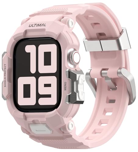 ULTIMAL �Ή� Apple Watch Series 11/10�i42mm�j�o���h��̌^�ی�P�[�X PC�n�[�h�P�[�X TPU�o���h �ϏՌ� �ʋC�� �ȒP���� �[�d�Ή� �X�e�����X�o�b�N�� �s���N�F