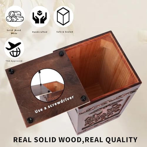 NowDoWin Elegant Tree of Life Wooden Urn for Human Ashes Adult – Full Size 300 Cubic Inches, Handcrafted Solid Wood Cremation Urn (11.3” H), TSA Approved Memorial Urn for Mom, Wife or Loved One by Nowdowin - Image 6