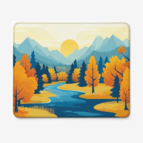 Tapis de souris gaming 400x300mm imperméable au design forêt d'automne