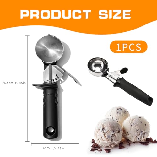 Ice Cream Scoop Stainless Steel - Easy-to-Use Trigger Mechanism, Perfect for Scooping Hard Ice Cream, Sorbet, and Frozen Desserts - Image 3