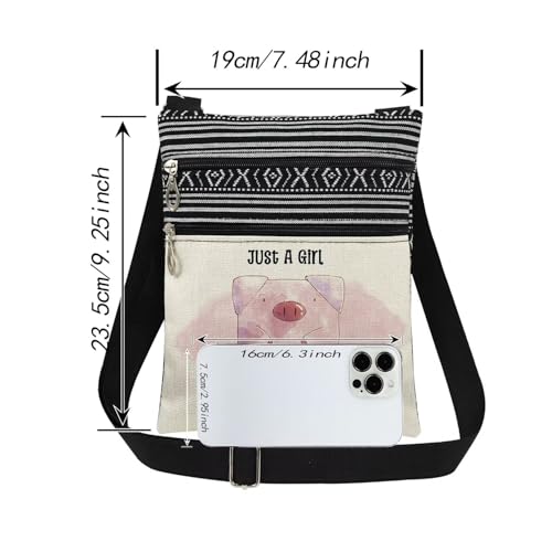 Pig Print Women Crossbody Bag Just A Girl Who Loves Pigs Adjustable Shoulder Strap Messenger Bag Sweet Birthday Gift for Pig-Loving Adult2