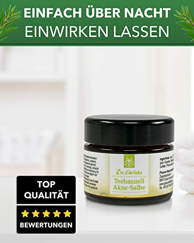 Dr. Ehrlichs Gesundkatalog Akne Salbe mit Teebaumöl - naturreine Anti-Pickel-Creme - antibakterielle Gesichtscreme für unreine Haut - 50 ml