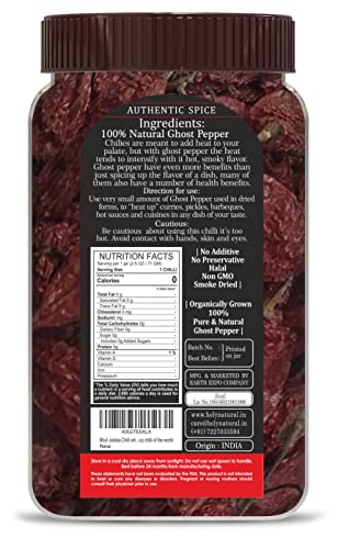 Holy Natural Bhut Jolokia Chilli Whole - 71 gm | Ghost Pepper Pod, Hottest Whole | Smoked Dried & Spicy Chilli Of The World