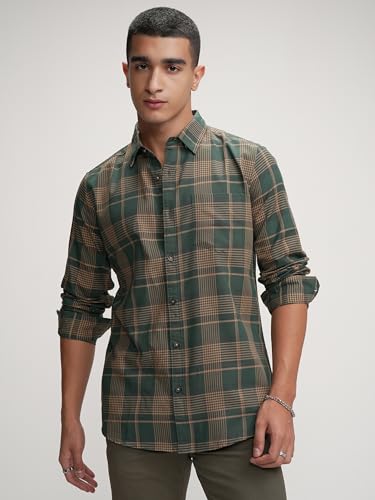 Image of Highlander Men's Slim Fit Checks Shirt | Long Sleeves | Regular Collar | Casual Shirts for Men
