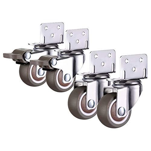 Roulettes muettes en caoutchouc avec support en L et roulettes pivotantes 360