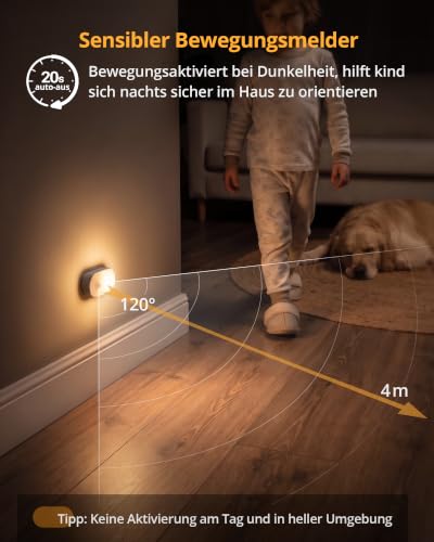 Lyridz Aufladbar Nachtlicht mit Bewegungsmelder 3 Modi: AUTO/ON/OFF, 2 Stk. – Bild 3